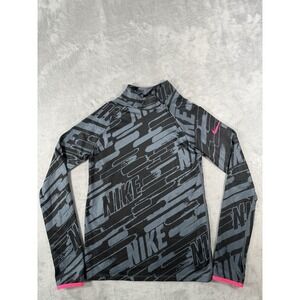 Nike Pro Shirt Women's‎ Large Black Grey Hyperwarm 3.0 Fitted Long Sleeve Top
